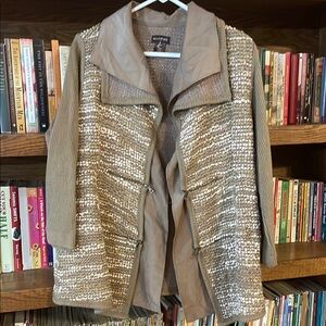 Multiples Beige and Cream Knit Cape